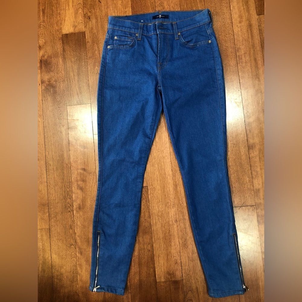 7 FOR ALL MANKIND Zipper Denim Blue Jeans Women’s Size 25